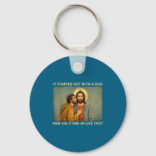 Was only a kiss jesus & judas meme funny key ring