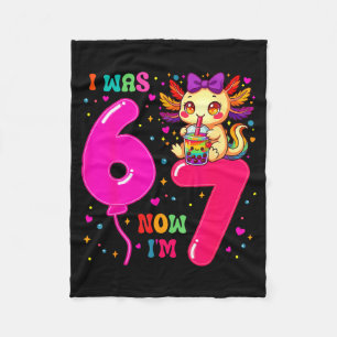 Was six seven 6 7 axolotl 67 meme 7th birthday fleece blanket