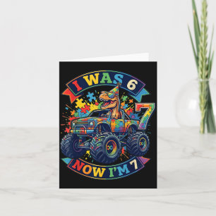 was Six Seven Dinosaur Autism Awareness Birthday Card
