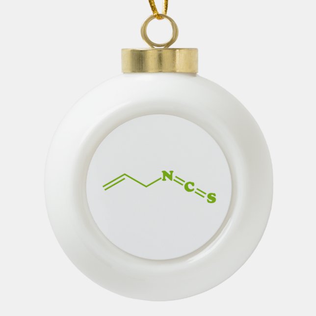 Wasabi Allyl Isothiocyanate Molecular Formula Ceramic Ball Christmas Ornament (Front)