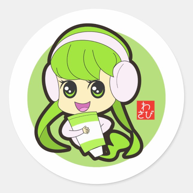 Wasabi Girl Classic Round Sticker (Front)