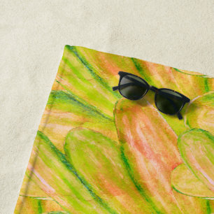 Wasabi Green Earthy Art Abstract Floral  Beach Towel
