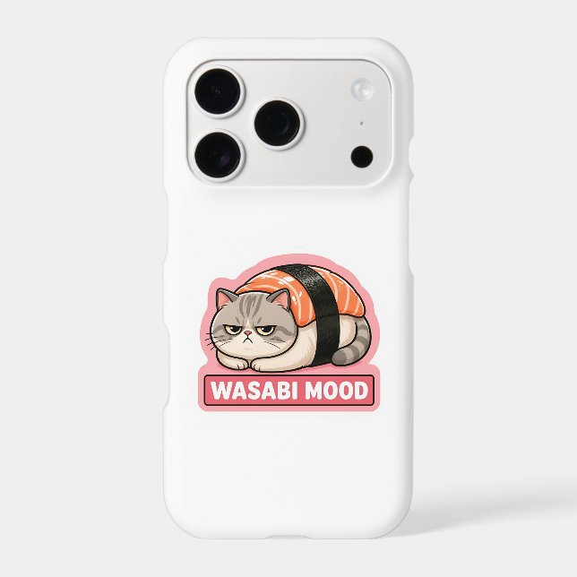 Wasabi Mood Funny Grumpy Cat Sushi Meme (Back)