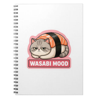 Wasabi Mood Funny Grumpy Cat Sushi Meme Notebook