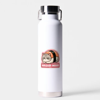 Wasabi Mood Funny Grumpy Cat Sushi Meme Water Bottle