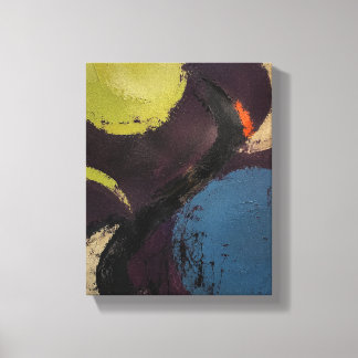 Wasabi Orbit on Plum Ground Bold Abstract Canvas P Print
