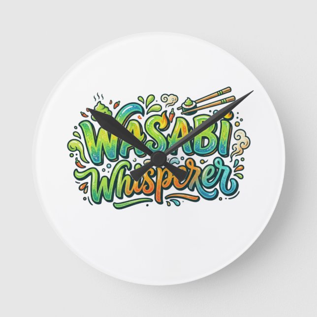 Wasabi Whisperer T-Shirt Round Clock (Front)