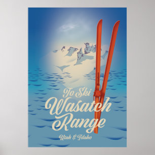 Wasatch Range Utah & Idaho Ski poster
