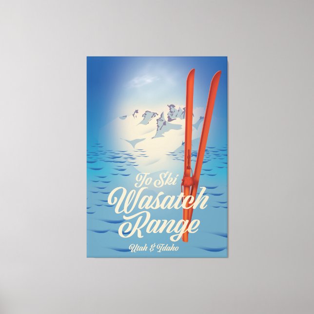 Wasatch Range Utah & Idaho Ski poster Canvas Print (Front)