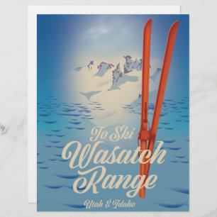 Wasatch Range Utah & Idaho Ski poster Custom Letterhead