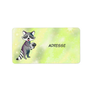 Waschbär mit Schaf  Aufkleber Label