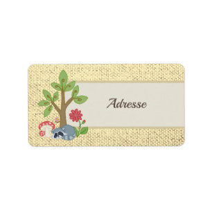 Waschbär unterm Baum Label