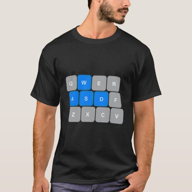 Wasd Computer Gaming For Pc Gamers Funny Blue T-Shirt (Front)