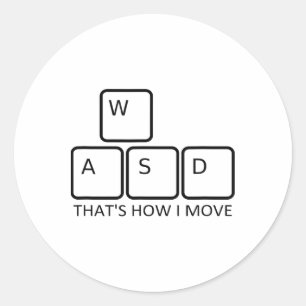 Wasd Gaming Design - Iconic Pc Gamer Keyboard Grap Classic Round Sticker