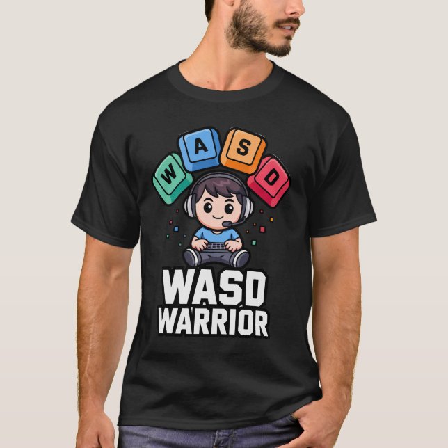 WASD Warrior PC Gamer Tshirts for Gaming (Front)