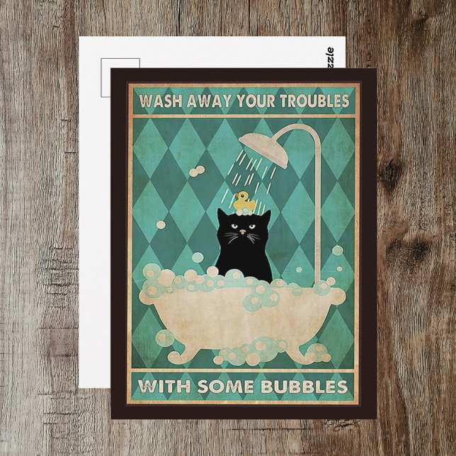 Wash Away Your Troubles - Cute Cat Get Well  Postcard (Wash Away Your Troubles - Cute Cat Get Well Postcard
)