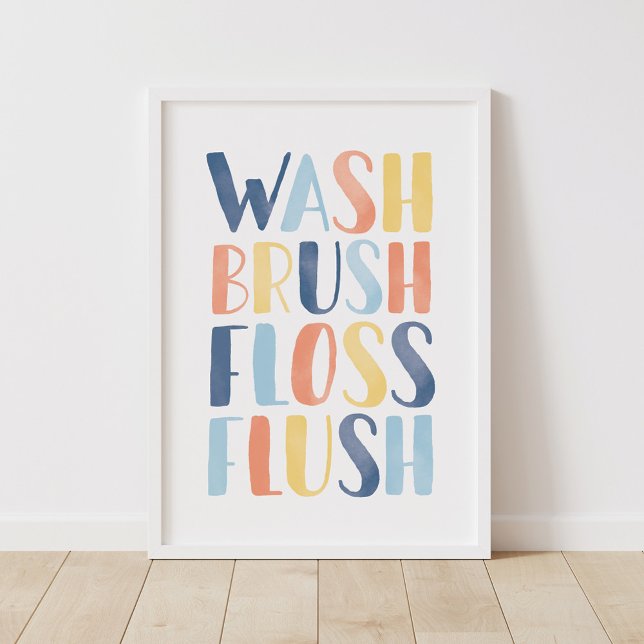 Wash Brush Floss Blush Colourful Bathroom Poster (Creator Uploaded)