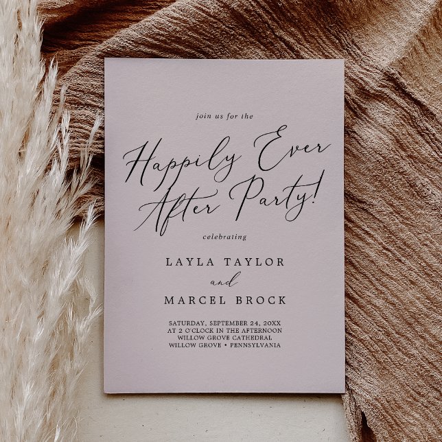 Wash Coordinate Blush Happily Ever After Party Invitation (Wash Coordinate Blush Happily Ever After Party Invitation)