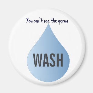 WASH hands blue rain drop clean water magnet