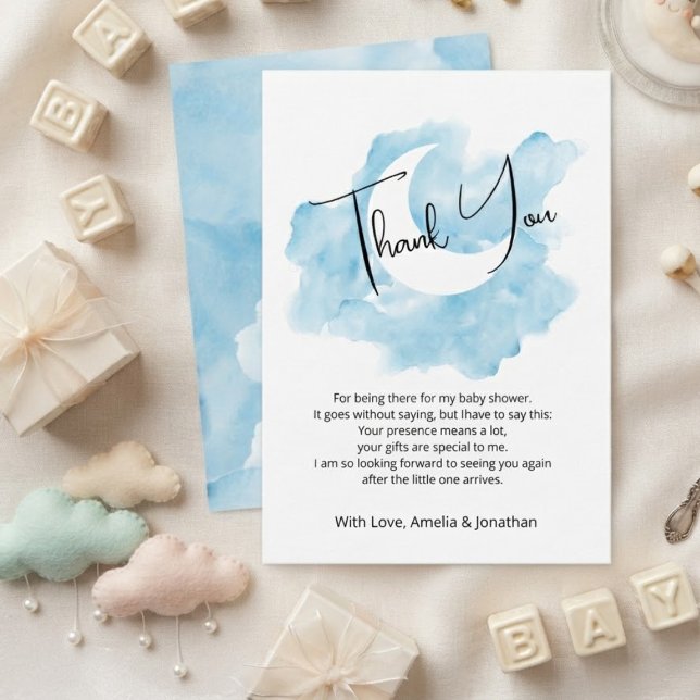 Wash Watercolor  Celestial Flat Thank You Card (Creator Uploaded)