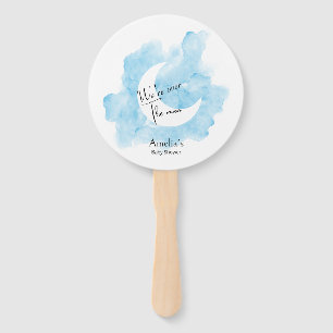 Wash Watercolor Over the Moon Baby Shower Hand Fan