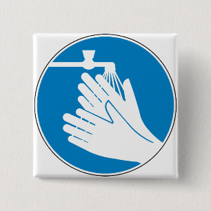 Wash Your Hands 15 Cm Square Badge