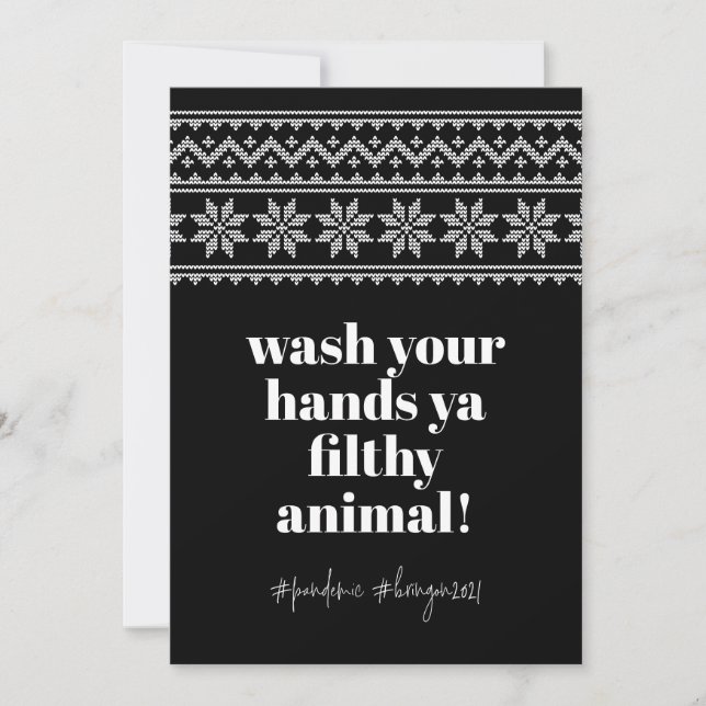 Wash Your Hands 2020 Funny Humour Sweater Stitch Holiday Card (Front)