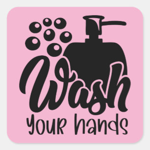 Wash Your Hands Bathroom Hygiene Reminder Square Sticker
