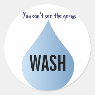 WASH Your Hands blue rain drop clean water sticker