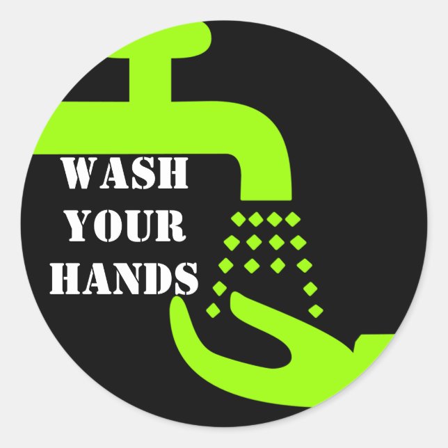 Wash Your Hands Classic Round Sticker (Front)