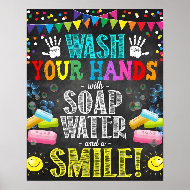 Wash Your Hands Classroom Poster (Front)