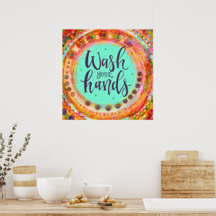 Wash Your Hands Fun Pretty School Inspirivity Poster
