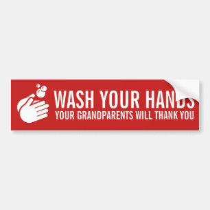 Wash Your Hands - GRANDPARENTS Coronavirus & Flu Bumper Sticker