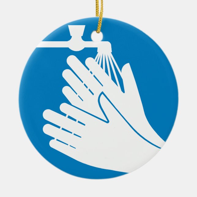 Wash Your Hands (Health and Safety) (Hygiene) Ceramic Tree Decoration (Front)
