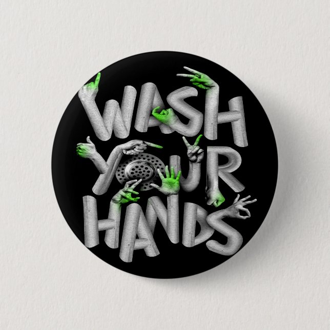 Wash Your Hands Hygiene Germs 6 Cm Round Badge (Front)
