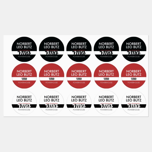 Washable Waterproof Sticker Label Black Red White (Sheet)
