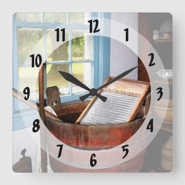 Washboard Square Wall Clock (Front)