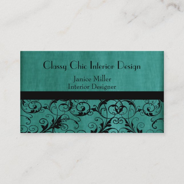 Washed Aqua Green Patterned Business Card (Front)