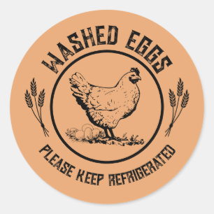 Washed Eggs Keep Refrigerated Classic Round Sticker
