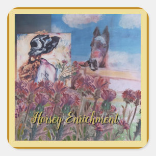 washed horse blankets design square sticker