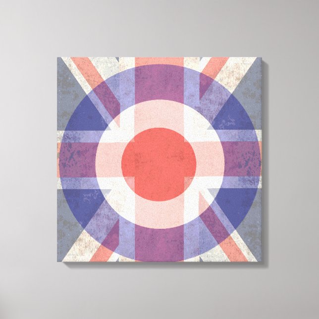 Washed Mod Target on aged union jack Canvas Print (Front)