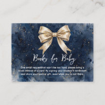 Washed Navy Blue Winter Golden Bow Books for Baby