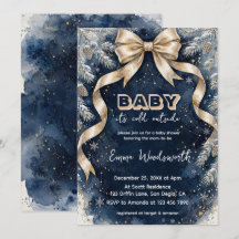 Washed Navy Blue Winter Golden Bow Constellation