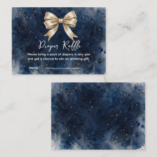 Washed Navy Blue Winter Golden Bow Diaper Raffle Enclosure Card