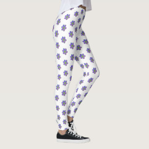 Washed Painted Purple Floral White Pattern Leggings