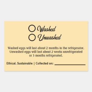 Washed Unwashed Chicken Egg Carton Packaging Rectangular Sticker