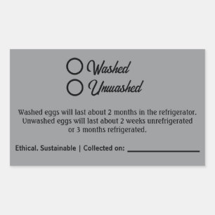 Washed Unwashed Chicken Egg Carton Packaging Rectangular Sticker