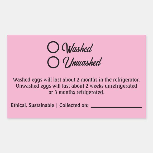 Washed Unwashed Chicken Egg Carton Packaging Rectangular Sticker (Front)