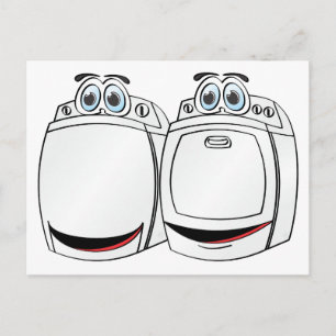 Washer Dryer Cartoon Postcard