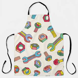 Washers and screws seamless pattern apron
